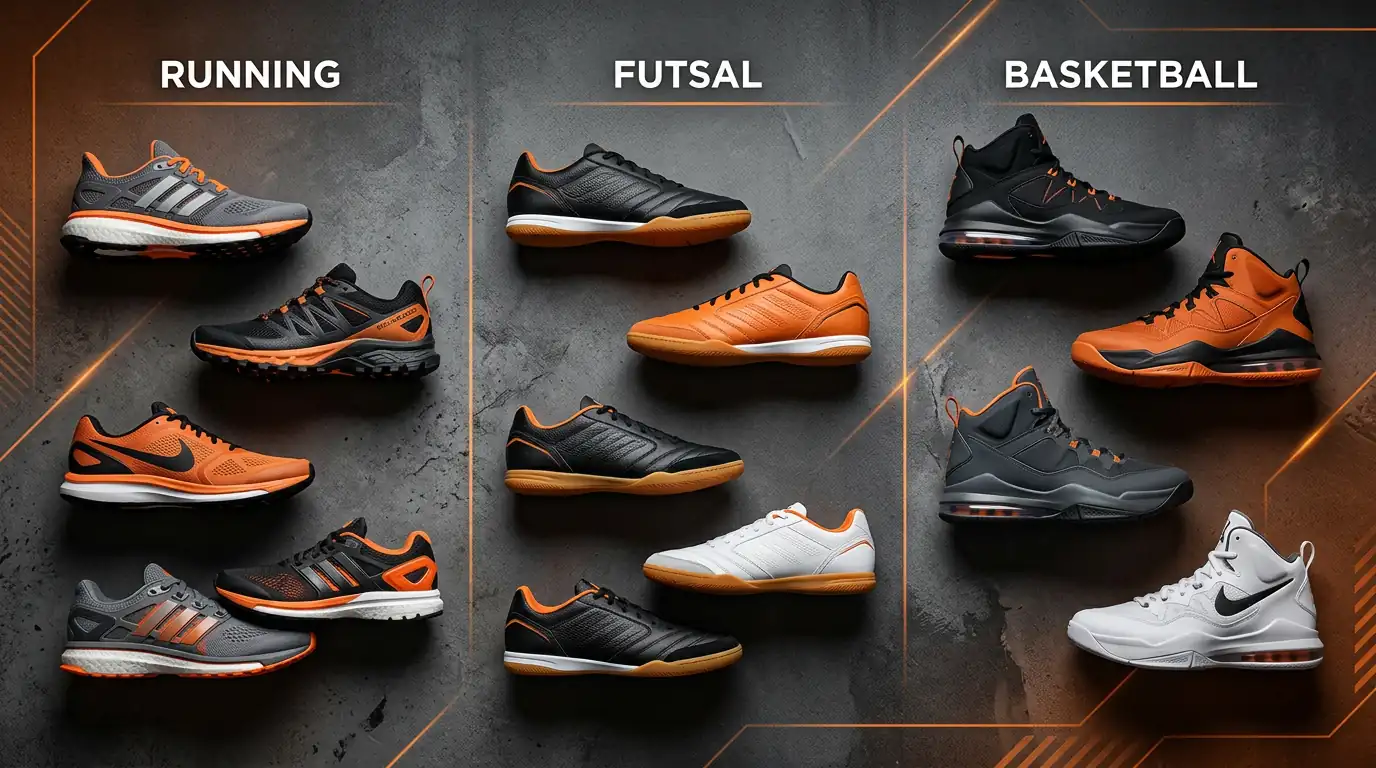 Beragam sepatu olahraga untuk aktivitas yang berbeda