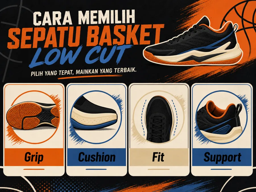 Infografik memilih sepatu basket low cut