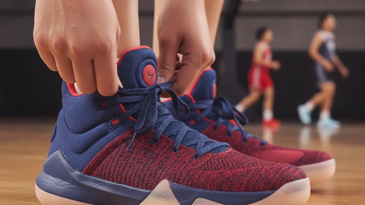 Fit sepatu basket wanita yang mengunci kaki dengan nyaman
